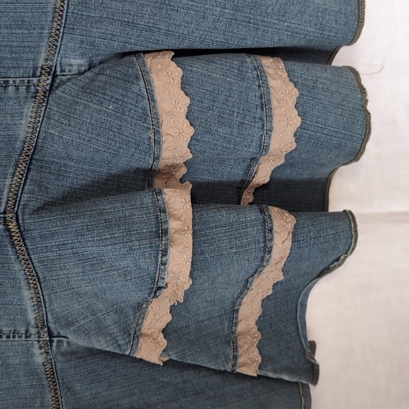 Jolt Blue Denim Frill Midi Skirt Size 3 - Picture 3 of 4